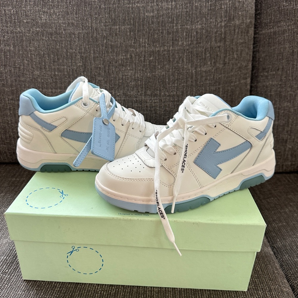 Off White Out of Office White and Blue Sneakers